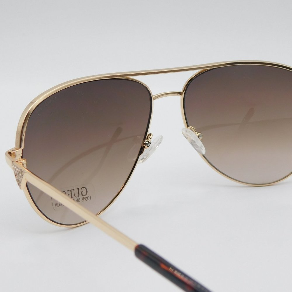 NEW GUESS GU6098 32F GOLD BROWN GRADIENT AVIATOR WOMEN'S SUNGLASSES 64-1… - Picture 7 of 11